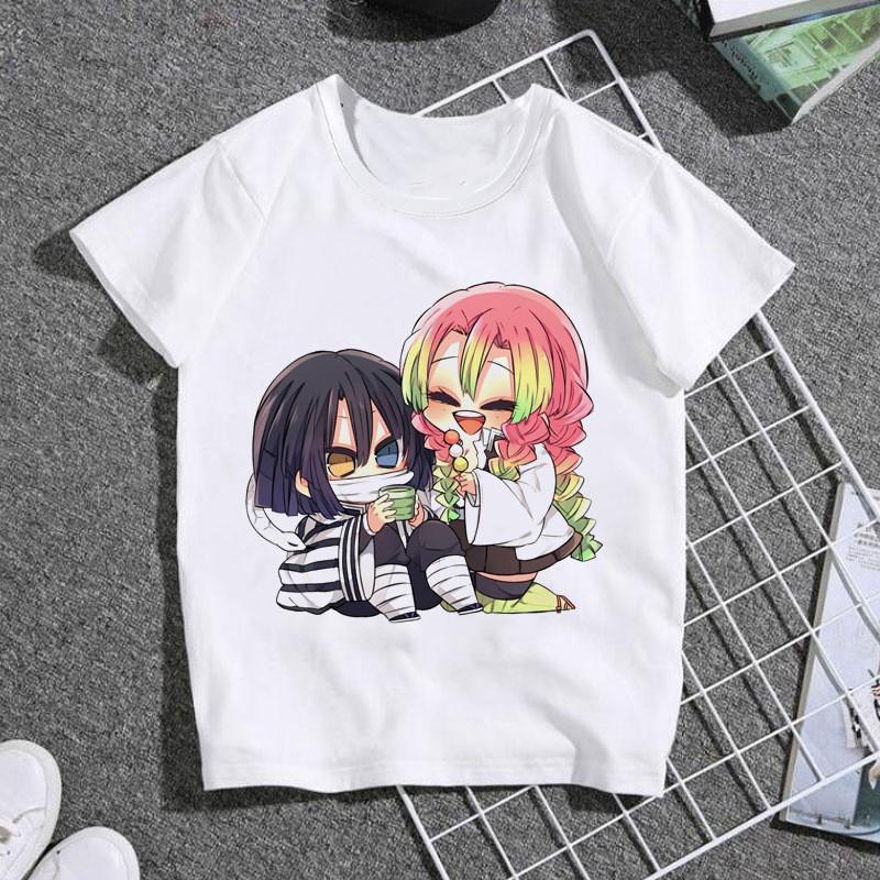 Fashion Cartoon Demon Slayer Anime Kimetsu No Yaiba Print Kids T-Shirt Summer Tees Loose Short Sleeve Women Tops Female Clothes