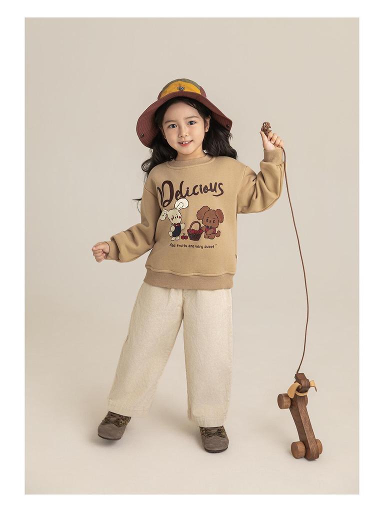 Libu Girl's Retro Corduroy Pants - Soft, Skin-Friendly, Windproof, Warm, Loose-Fit Straight-Leg for Autumn