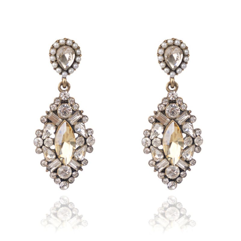 AUGUST ALICE Antique Bold Champagne Glow Crystal Earrings