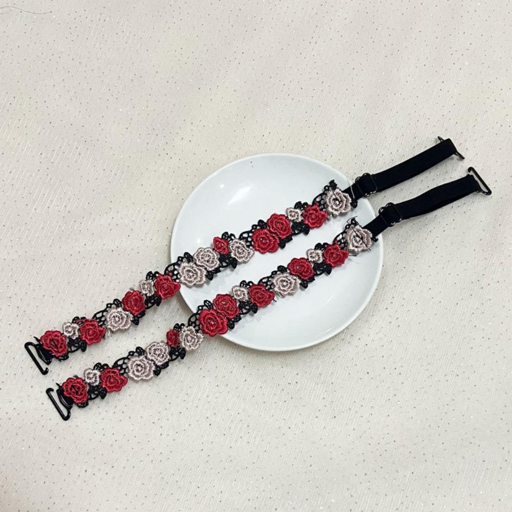 Adjustable Floral Bra Straps with Lace Trim Flower Lingerie Strap Fashion Underwear Strap Women