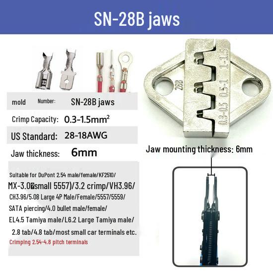 SN-06WF/16WF Ratcheting Crimping Tool - European Style Needle-Nose Cold Crimp Terminal Crimper HSC8 6-4.