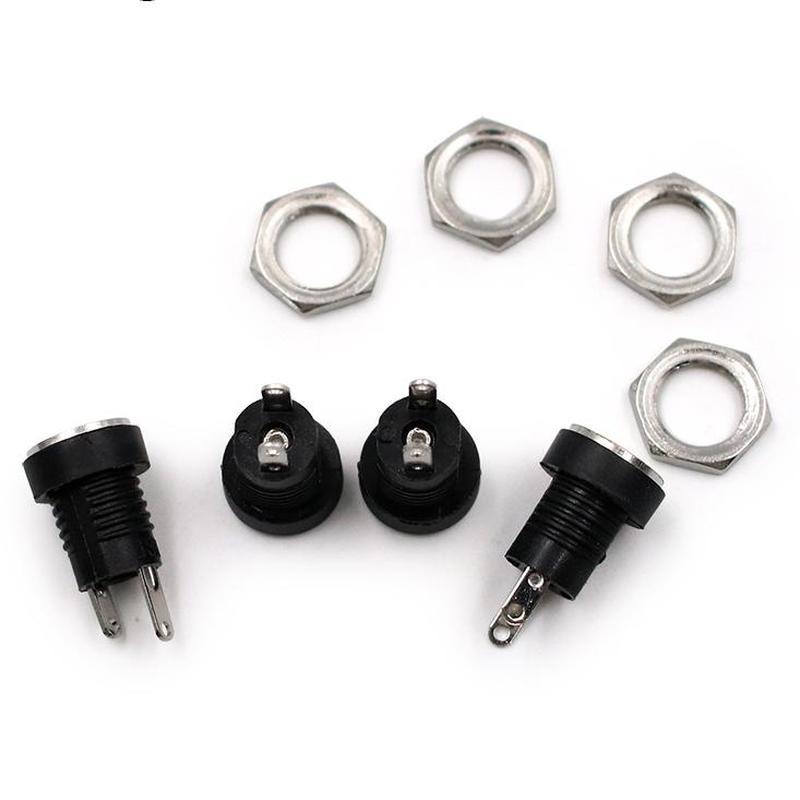 10-balenie jednosmernej napájacej zásuvky samica konektor na panel 5,5 mm 2,1 mm zástrčkový adaptér 2 typy svoriek