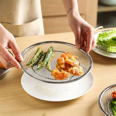 Stainless Steel Mesh Oil Filter Tray Vegetable Dessert Strainer Dishwasher Safe Double Handles Drain Basket Colander