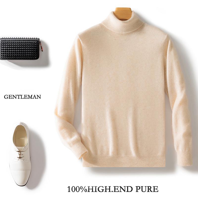 

Men s Plus Size Cashmere High-Neck Sweater, Solid Color Loose Knit Pullover with Lapel 2XL