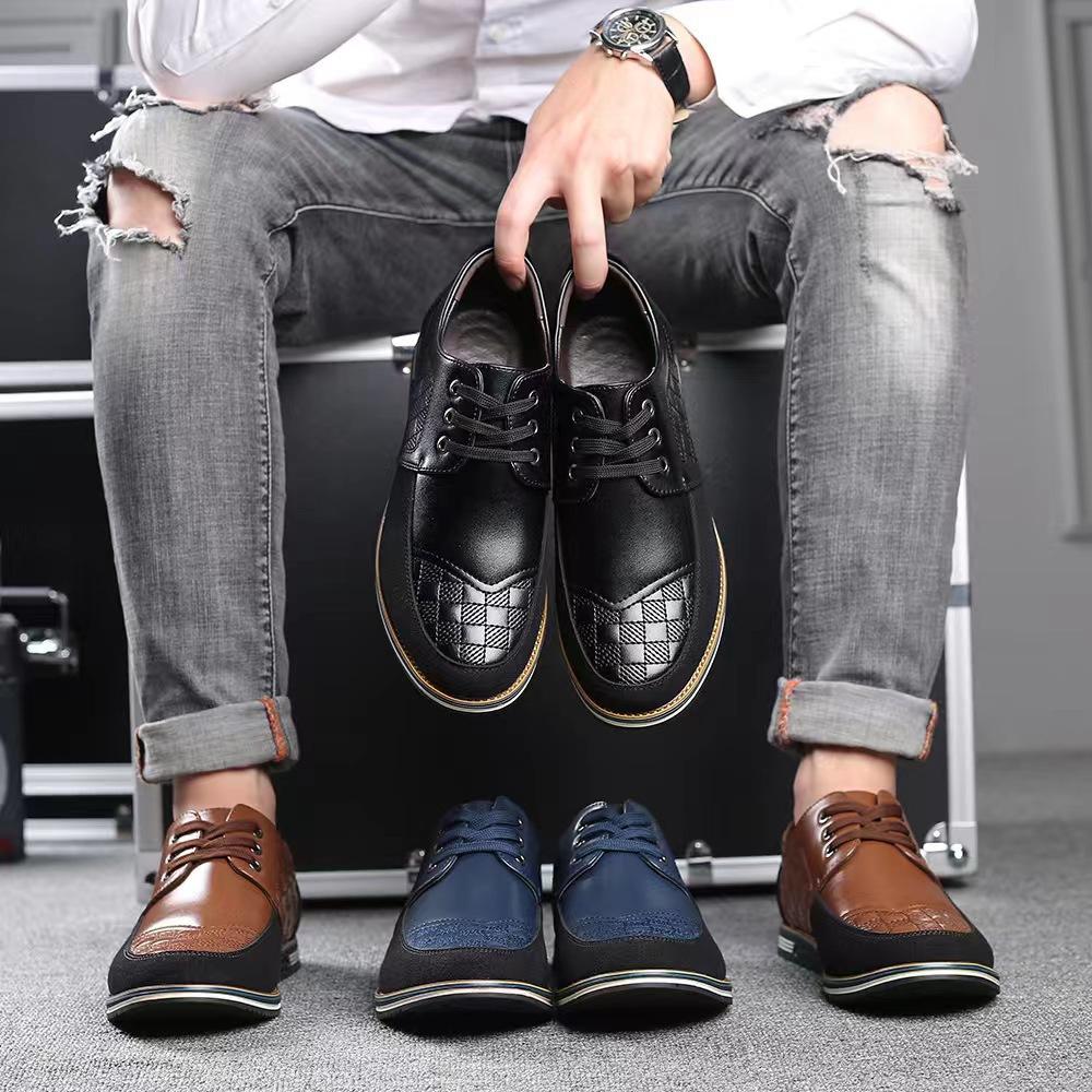 New Style Men's Shoes Front Lacing All-match British Large Size Trendy Shoes Sports Wind Business Formal Leather Shoes