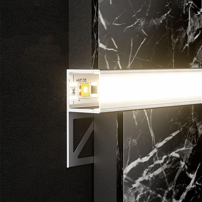 0.5m/1m Wall Corner Edge Closing Lines Decorative Lighting Embedded LED Aluminum Profile For Tiles Wall Panel Hard Bar Lamp