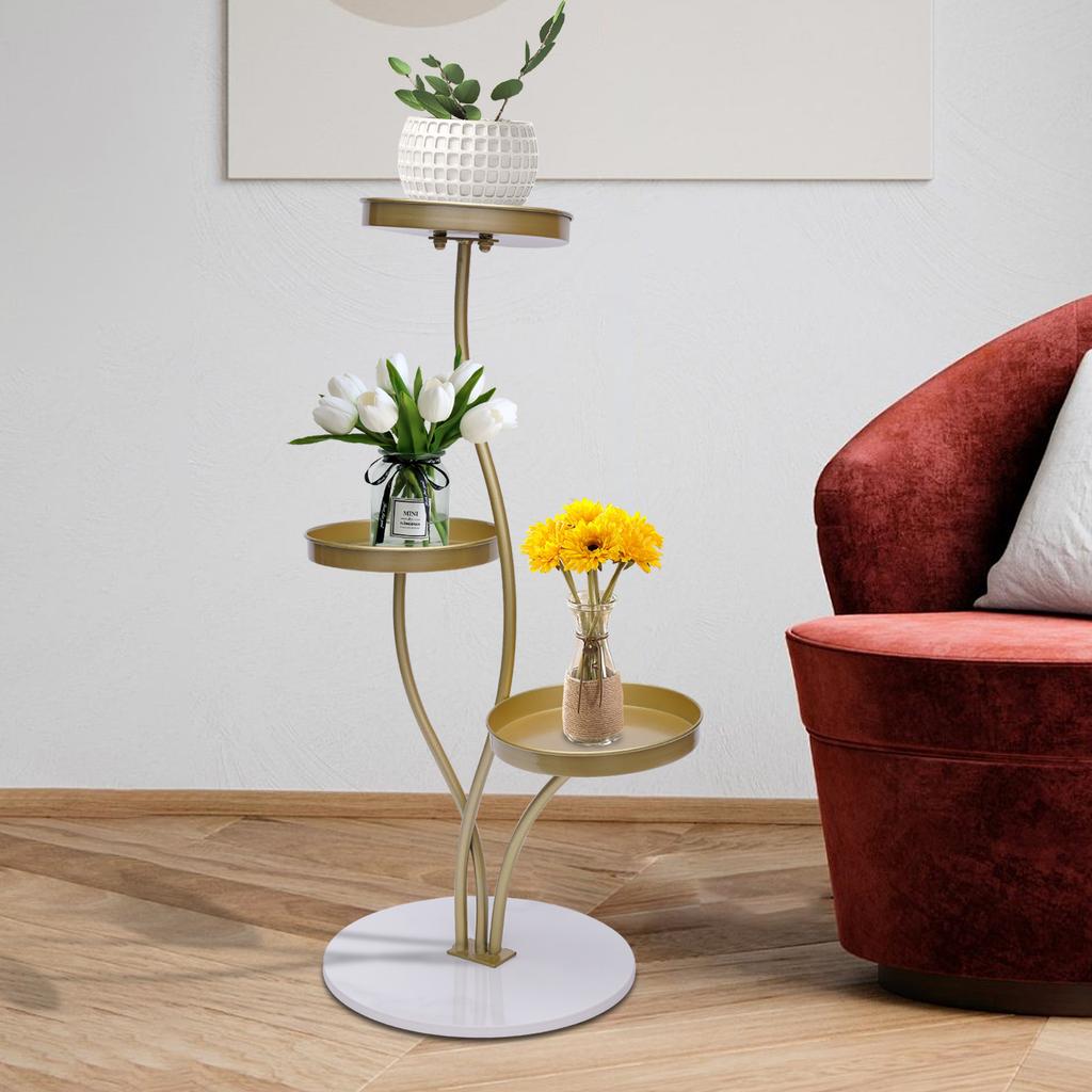 3 Tier Tall Corner Plant Stand for Indoor Home, Multi-Floor Flower Shelf Display Rack Holder, Space Saving Shelf Organizer Frame
