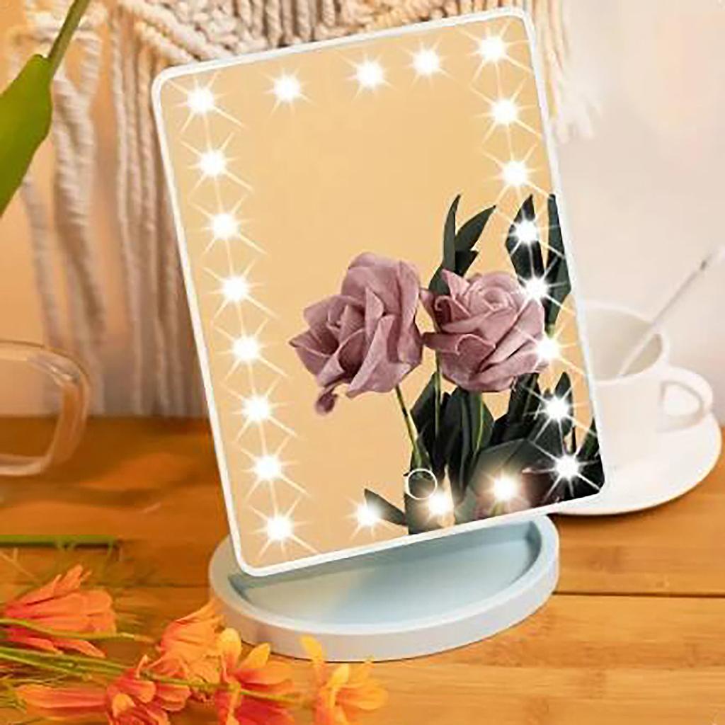 1PC lamp cosmetic mirror, square battery cosmetic mirror, touch-screen cosmetic mirror, sequined dormitory home perfect choice.