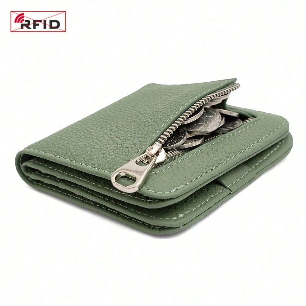 Fashion Women's Wallet Card Bag Integrated Niche Design RFID Anti-theft Brush Ultra-thin + Bag Women