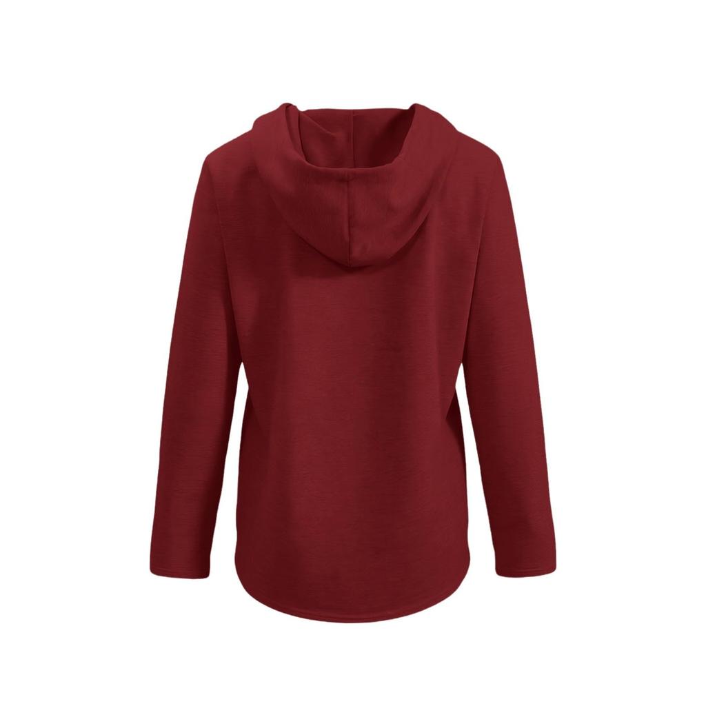Women's Color Hooded Long Sleeve Pullover Casual Sweatshirt for Everyday Wear