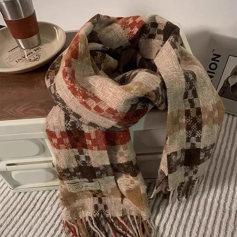 Tonglu Scarf Women's Houndstooth Shawl Dual-purpose Korean Version Versatile Warm New Winter Senior Student Scarf