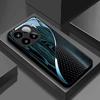 Black-Green Textured Dreamy Lines Tempered Glass Phone Case for  iPhone 17 AIR 16 15 14 13 Pro 12 11 ProMax Plus