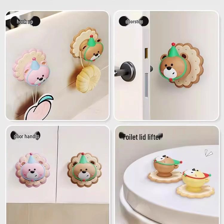 Creative Anti-Collision Door Stopper: Cute Behind-the-Door Handle Knock Pad & Refrigerator Sticker