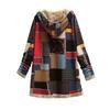 Womens Winter Button Patchwork Fleece Hooded Jacket Coat Long Sleeve Warm Liner Pocket Coat