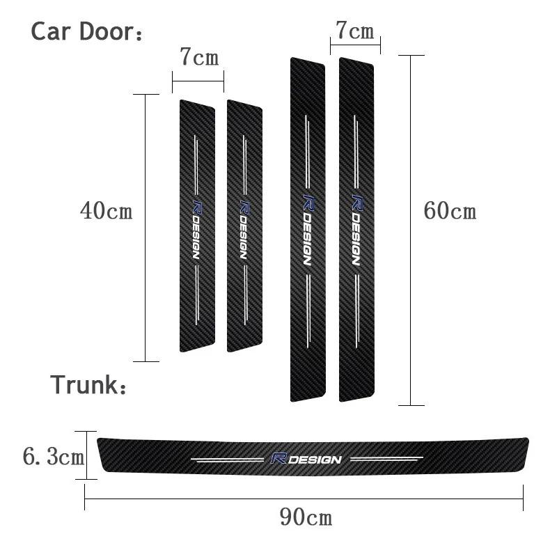 fqshd6 Carbon Fiber Vinyl Door Sill Guard Anti Scratch Protector Sticker For Volvo R-Design XC60 XC90 S60 V60 XC40 C40 S90 V90 V40 XC70