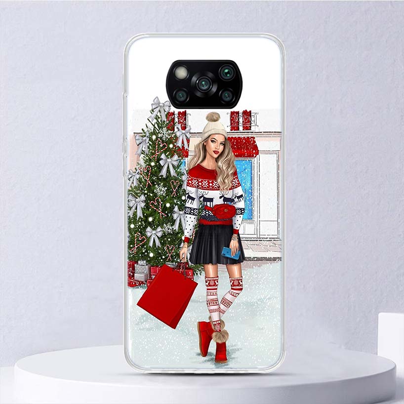 Christmas Girls Tree Gift Soft Case For Xiaomi Poco X3 NFC X4 M4 Pro M3 M2 Phone Cover F3 F2 F1 Mi Note 10 Lite A3 A2 A1 Funda C