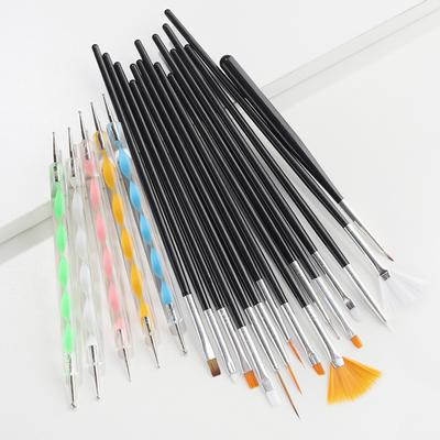 Professional 20Pcs Nail Brush Wood And Plastic Handle Nail Beauty Painting Acrylic Art Nail Brush