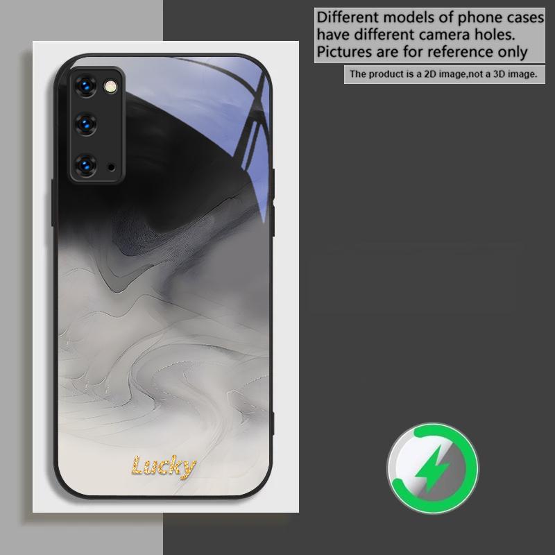 Ink wash connotation blue For Samsung Galaxy S26 Ultra S20 FE S21 S22+ S23 Plus S24 Ultra 25 Edge  For Magsafe Glass Phone Casee