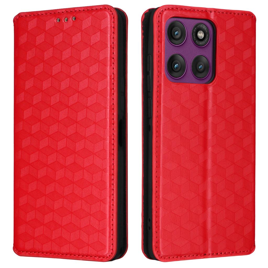 For Motorola Edge 60 Pro 5G Case Wallet Rhombus Imprinted Leather Phone Cover