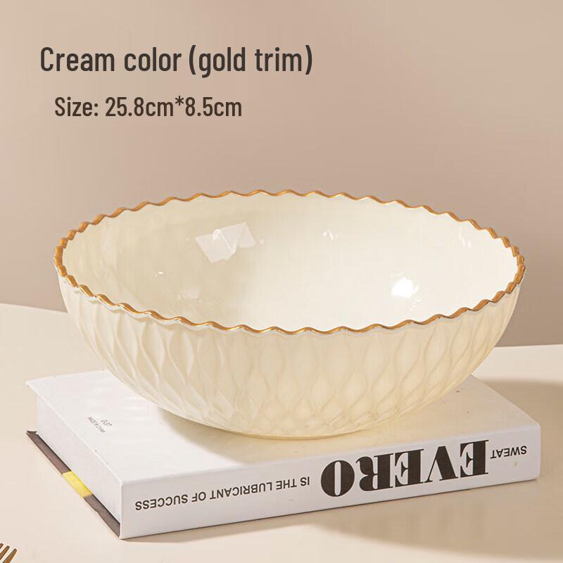 Qiwei Premium Gold Rim Wave Pattern Fruit Plate