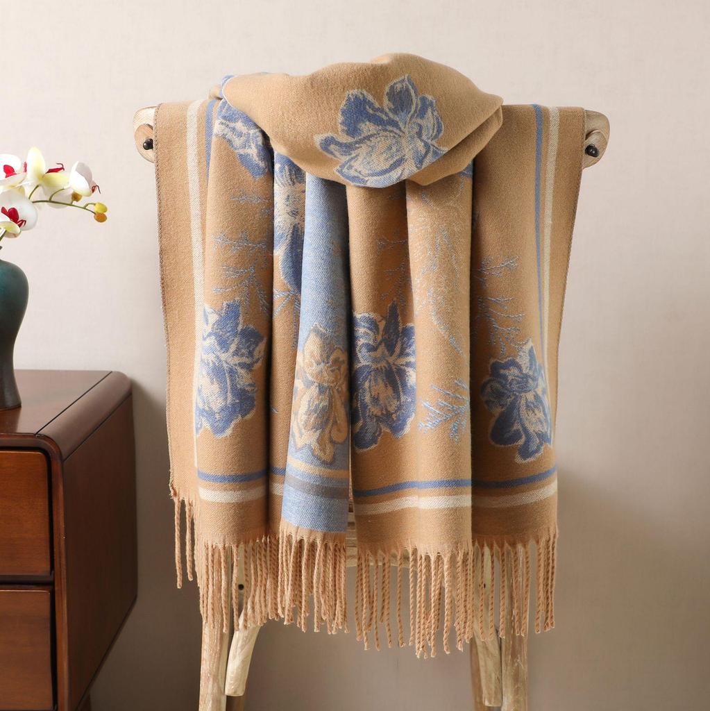 Luxury Core-Spun Yarn Scarf: Imitation Cashmere Warm Snood for European & American Fashion - Autumn/Winter Shawl