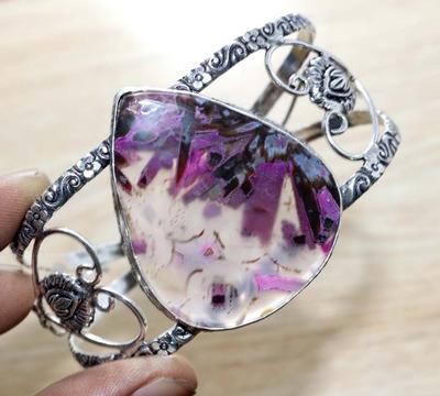 Stick Agate 925 Silver Plated Bangle 7" Premium Jewellery Most Beautiful U1w91