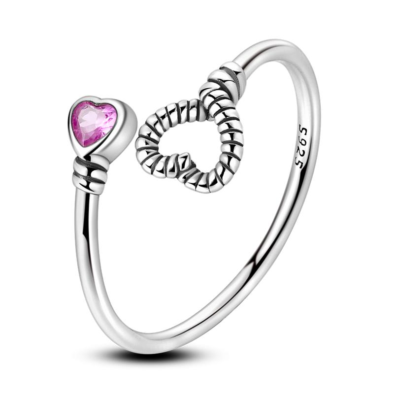 925 Silver Rings Sparking Purple White Pink Blue Zircon LOVE Wedding Ring Women Engagement Jewelry Anniversary Gifts