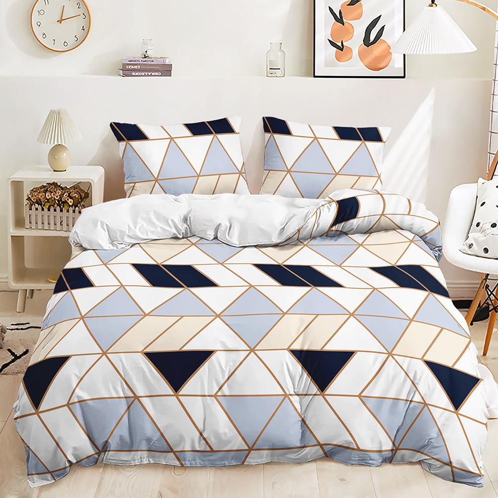 Zestaw Trzech Elementów Poszewka na Kołdrę 3D Styl Nordycki Geometryczne Linie Zestaw Pościeli Podwójnej