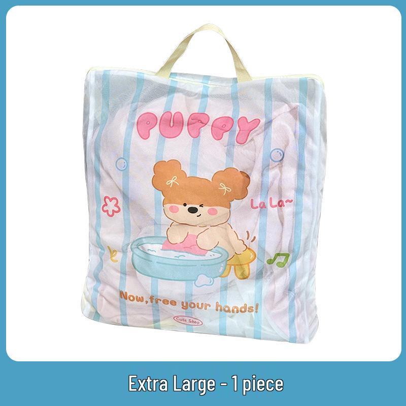 Adorable Bear Cartoon Laundry and Sorting Bag for Students - Portable and Washable