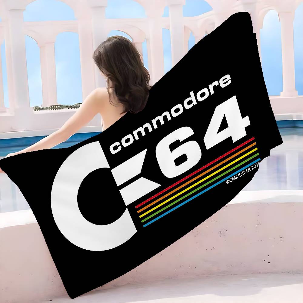 Commodore 64 logo Microfiber Blanket Quick Drying Beach Towels Oversized Printing Super Absorbent Pool Towel Blanket