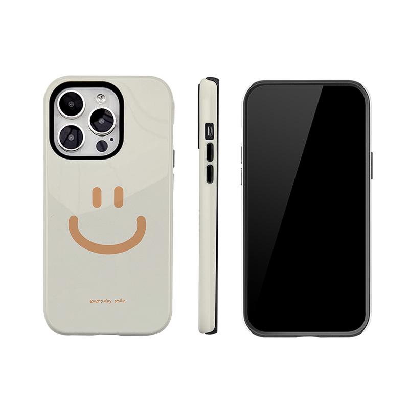 Minimalist Smiley Face Phone Case for Apple 16 & 15 Pro Max - Compatible with Korean Style