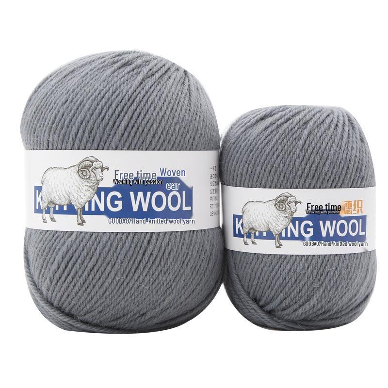 Wool Yarn Hand-Knitted Sweater Scarf Hat - Pure Color Four-Strand Yarn Ball