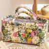 Large Capacity Storage Basket Floral Pattern Shopper Bag Fabric Laundry Basket  Desktop Storage