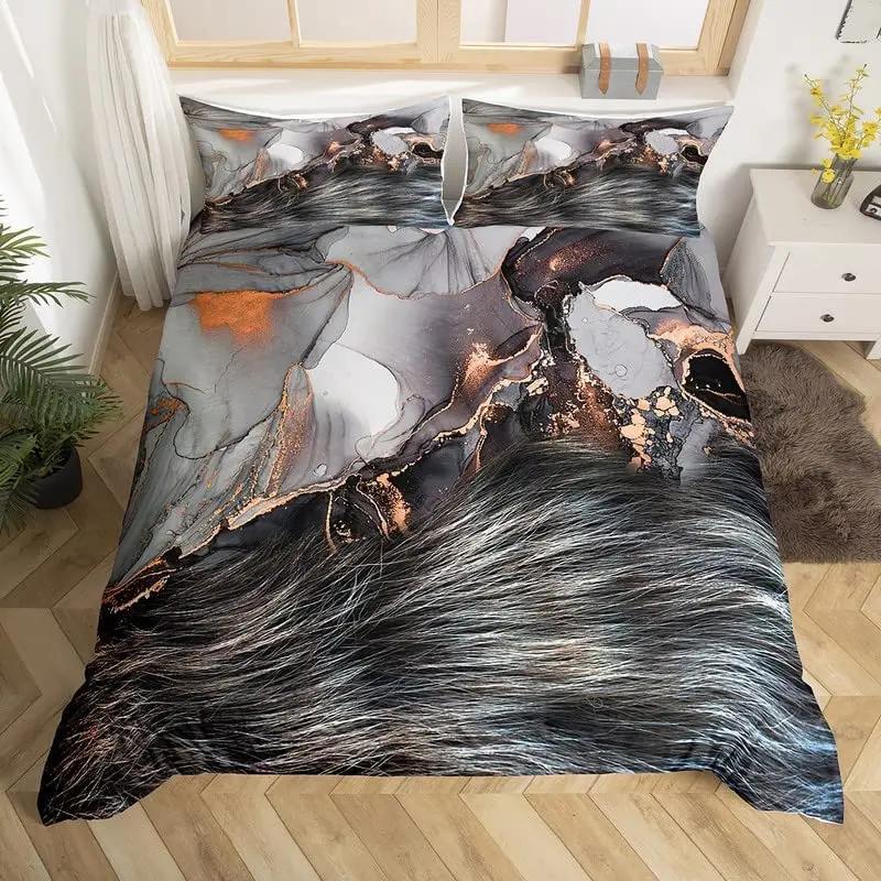 Cowhide Duvet Cover Cow Fur Bedding Set Microfiber Western Farm Animal Skin Comforter Cover Twin Full For Kids Teens Room Decor