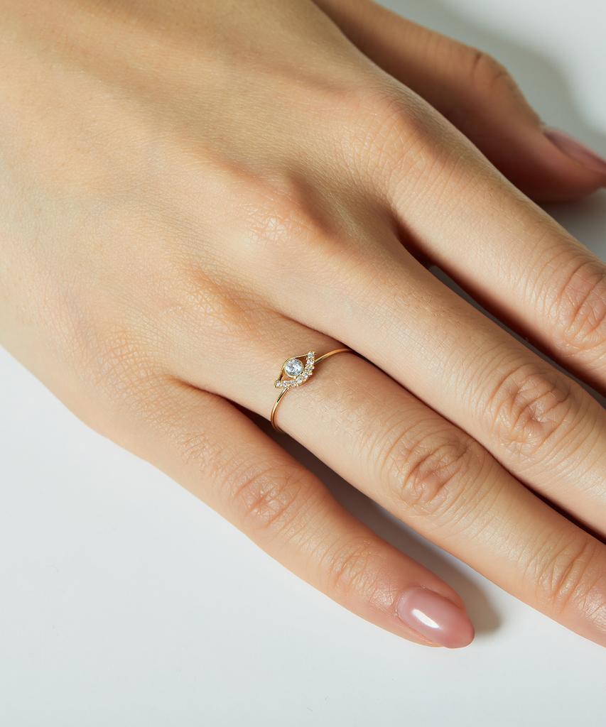 Helene Jewelry 14K Beauty Eye Cubic Miss Ring Gold Thread Ring (Type B)