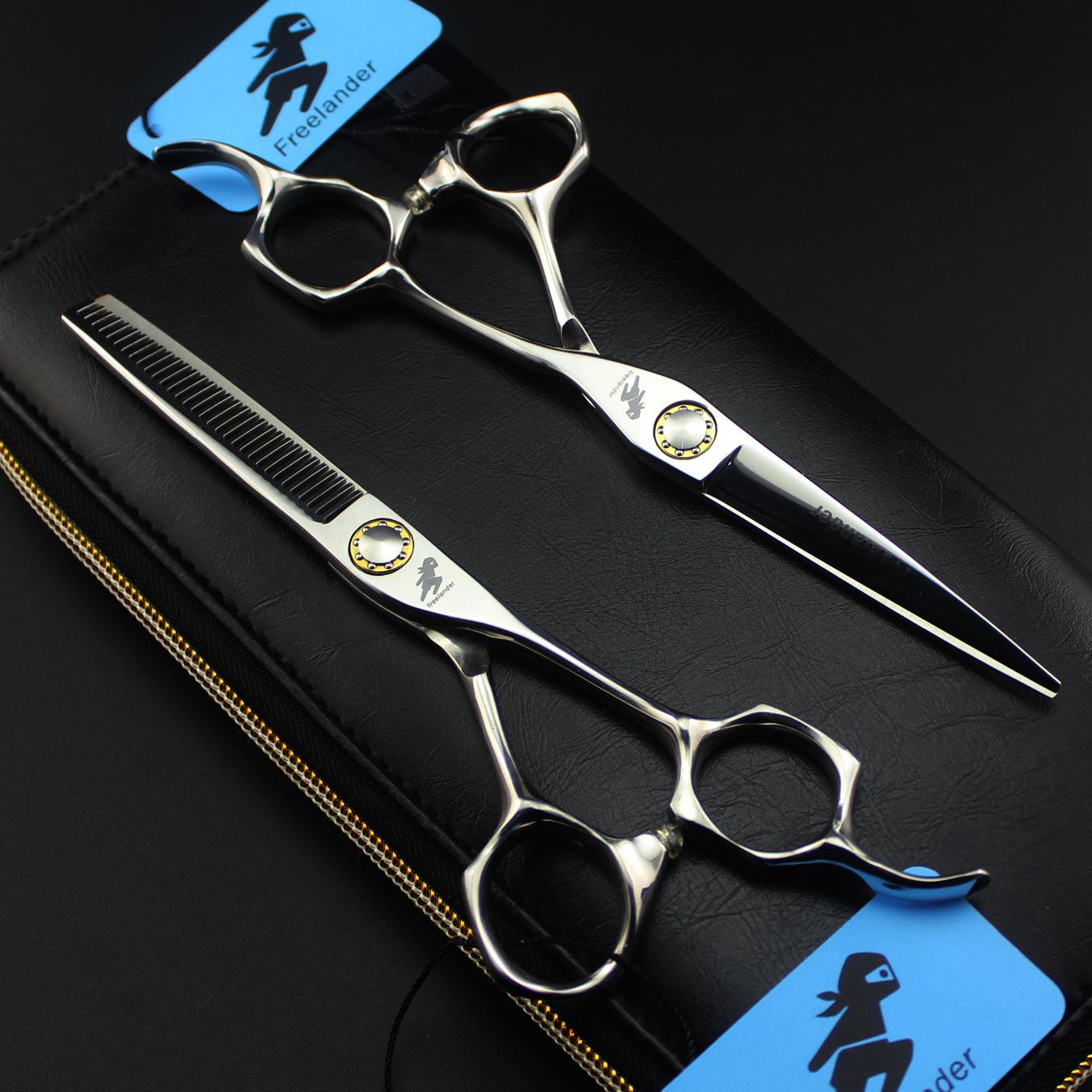 6.0 ZCL-60 Barber & Hairdressing Scissors Set: Straight Shears, Bangs Scissors, & Thinning Shears with Bearing Thinning Shears