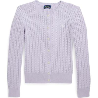 Polo Sweater Logo Embroidered Ribbed Single-Breasted Long Sleeve Kids Sweater Purple CWPOSWEG6820501-500