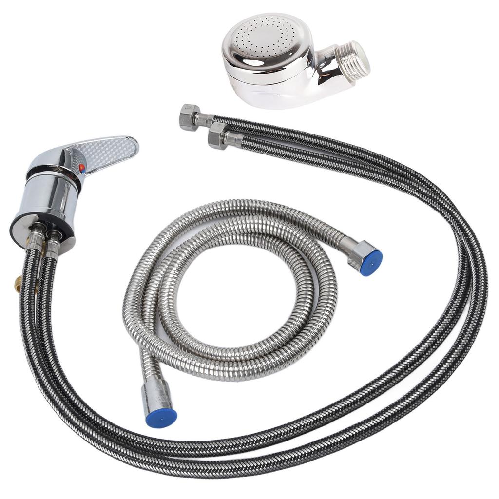 Shampoo Bed Faucet Sprayer Switch Set Zinc Alloy Chrome Plating for Club Beauty Salon Barbershop SPA