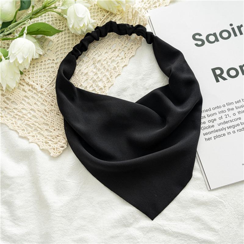 Fascia Triangolare in Chiffon di Seta Accessorio per Capelli da Donna - Foulard Elastico Semplice con Stile Versatile Come Copricapo