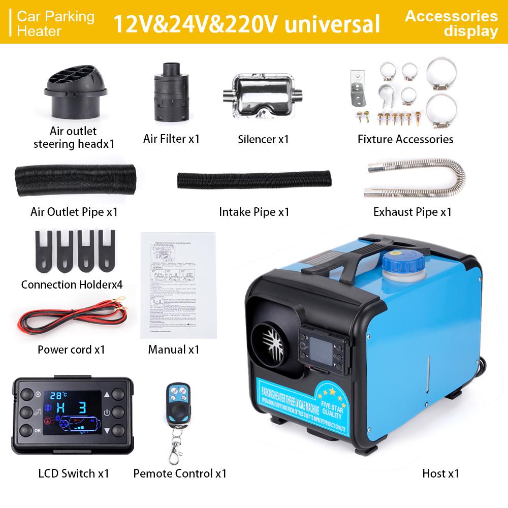 

Автомобильный парковочный обогреватель универсальный 12 В/24 В/220 В дизельный воздушный обогреватель 1-8 кВт вспомогательный обогреватель светодиодный дисплей универсальные аксессуары для обогревателя