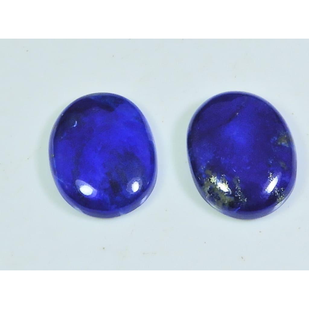 10X12MM Natural Lapis Lazuli Oval Cabochon Loose Gemstone 2Pcs Lot 24Cts. A-496