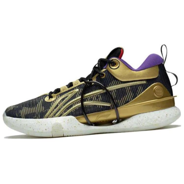 Li Ning Flash 8 Comfortable Performance Non-Slip Wear-Resistant Lightweight Low-Top Basketball Shoes Men Sneakers Black Gold ABAS015-5