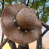 New Fashion Women Bow Flat Topped French Straw Hats Summer Wide Brim Vacation Sunshade Female Panama Hat UV Protection Beach Cap