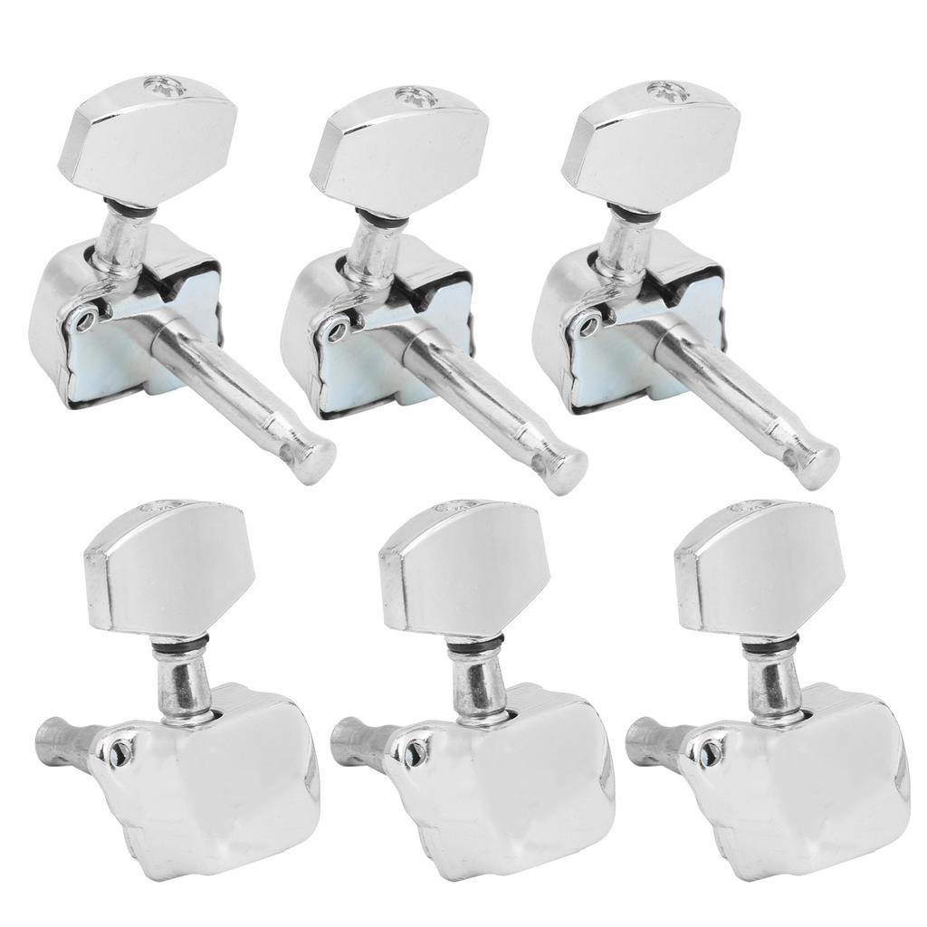 Stimmmechanik für halboffene Gitarre 3 links 3 rechts Musikinstrumententeile(Silber )