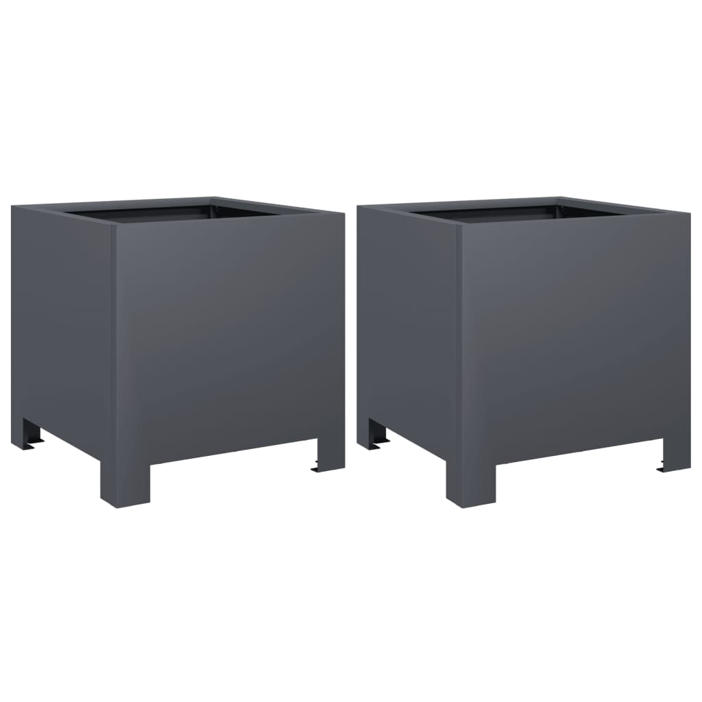 Vidaxl Garden Planters, 2 Pcs, Anthracite, 30X30X30 Cm, Steel