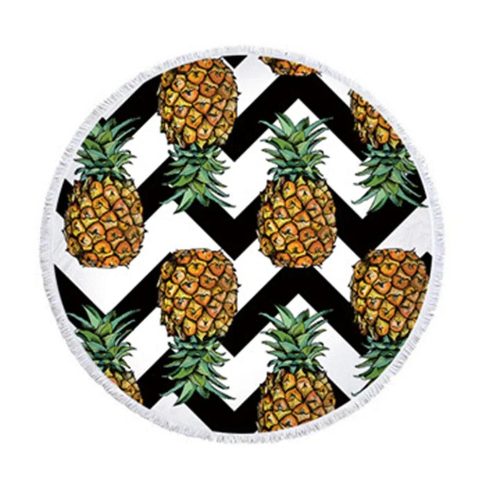 Carton Pineapple Round Beach Towel Tassel Bohemian Flamingo Large Blanket Picnic Yoga Mat travel Boho Tablecloth Beach towel