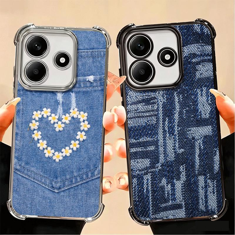 Retro Denim Pattern Soft Phone Case For Xiaomi Poco X7 X8 Pro Max X6 X5 X3 F8 Ultra F7 M8 M7 M5S Redmi 15C 15A 15 14C 13C 12C 13