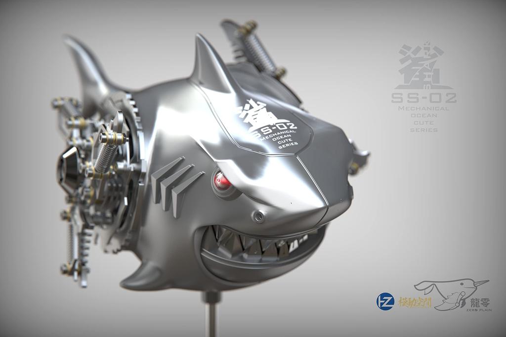 ZERO PLAIN Mechanisch Ozean Niedlich SS 02B Hai Silber ABS PE Acryl Metall Vollständige Figur Nicht Maßstabsgetreu & & & Vorbemalt