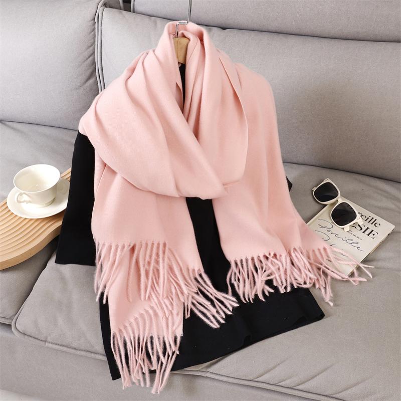 

New Winer Poncho Warm Cashmere Scarf for Women Fashion Solid Thick Blanket Pashmina Shawl Wrap Female Bufanda Echarpe Foulard 70x190cm