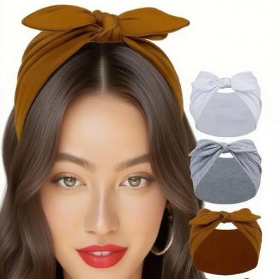 Spor, Moda ve Makyaj için Düz Renk Fiyonklu Saç Bandı
